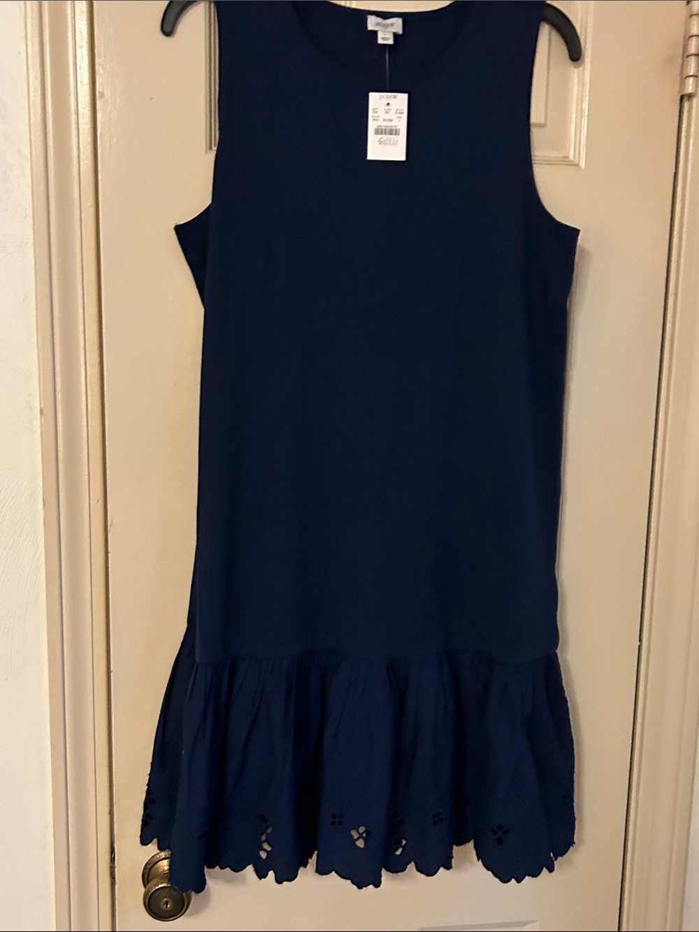 J. Crew Navy Sleeveless Eyelet-Hem Casual Dress - Picture 6 of 6